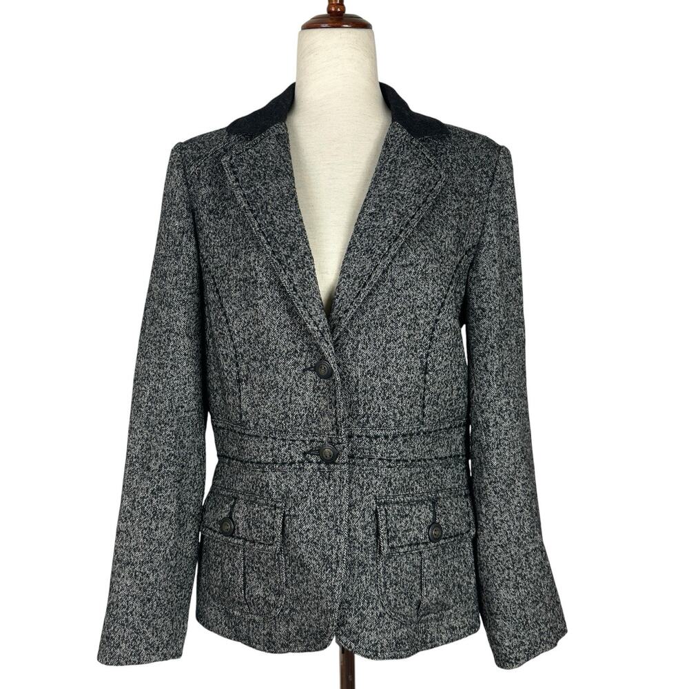 Cabi Blazer Women Size 10 Riding Jacket Fox Hunt Equestrian Grey Wool Tweed